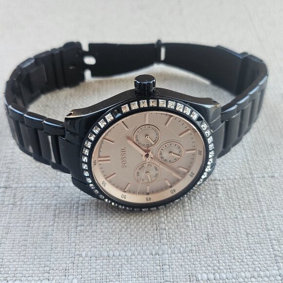 Fossil Women Watch Black Tone Metal Band Analog Multi Function wristwatch - Picture 5 of 11